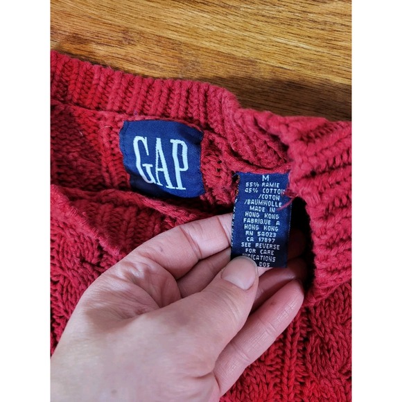 GAP Knitted Sweater Sze M Red Vintage Cable Sweater Women's Pullover Oversized - Picture 3 of 4